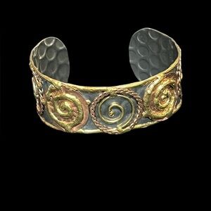 Elegant Mixed Metal Spiral Cuff Bracelet